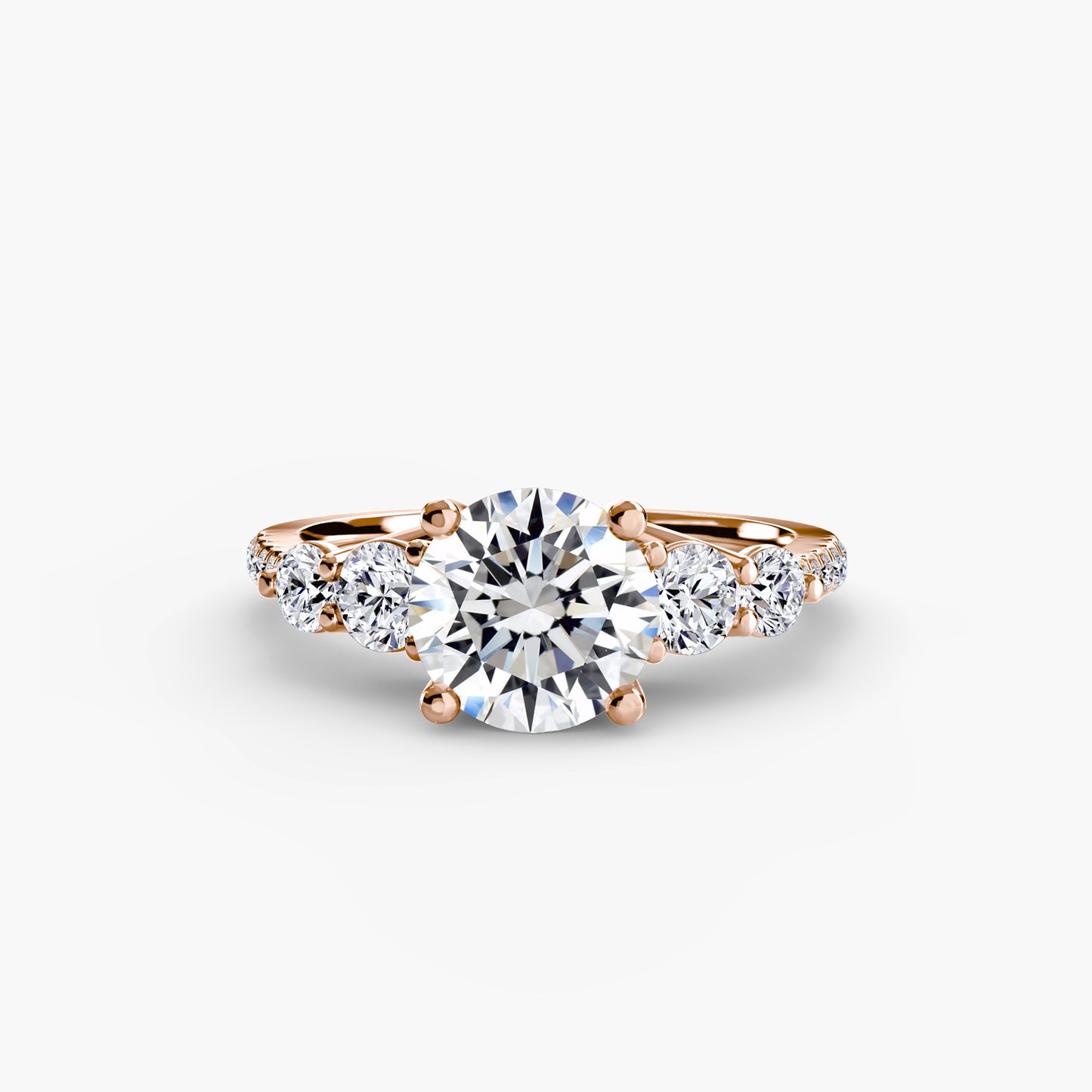 Five Stone Ring with Diamond Pavé Band