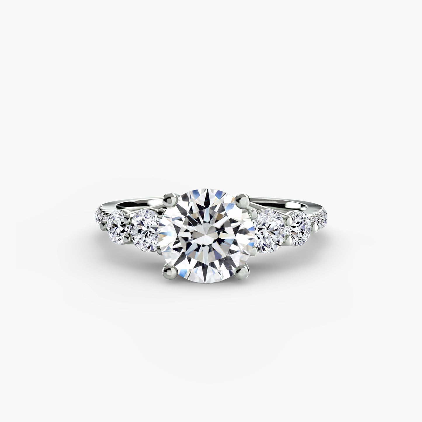Five Stone Ring with Diamond Pavé Band