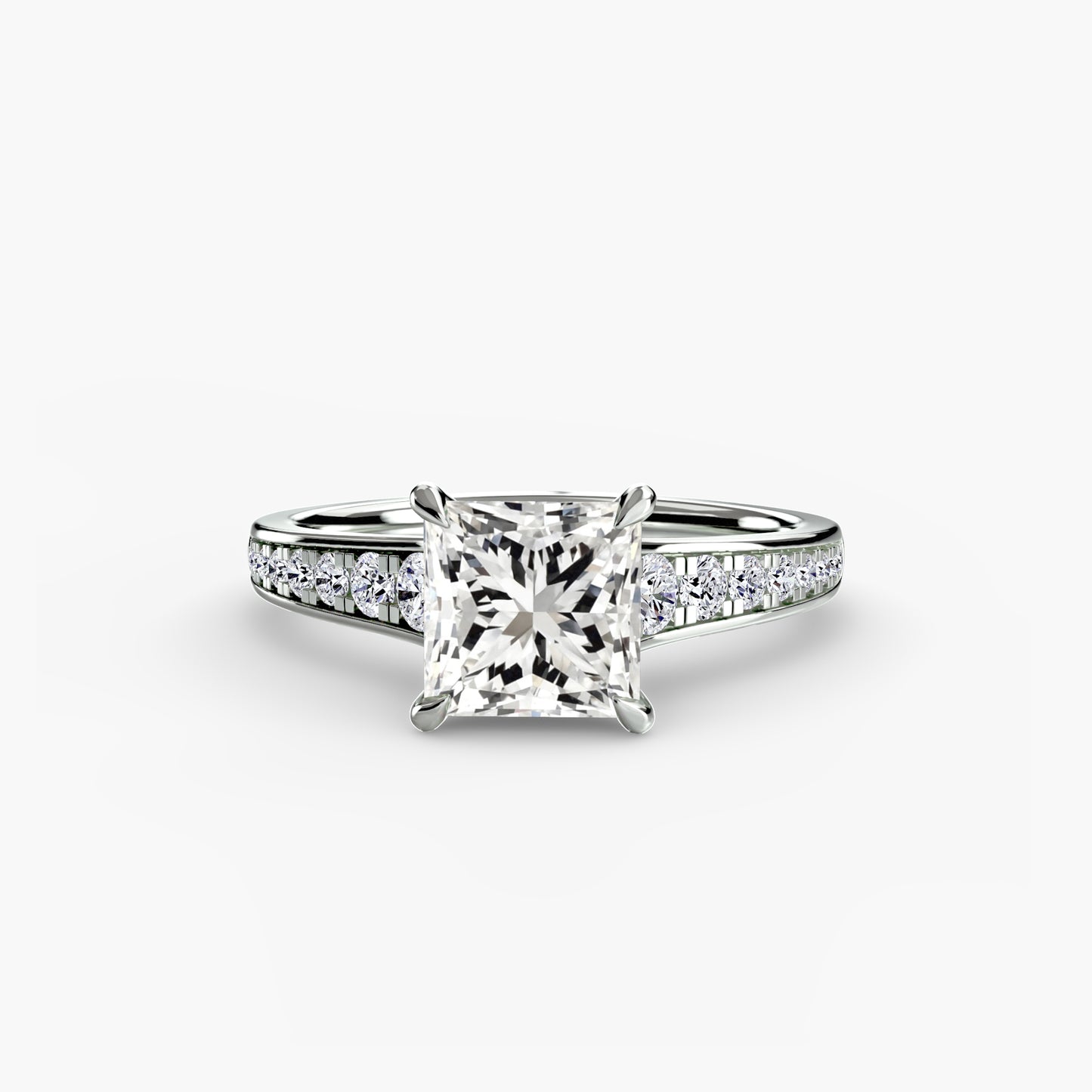 Apex Solitaire diamond ring with Pavé