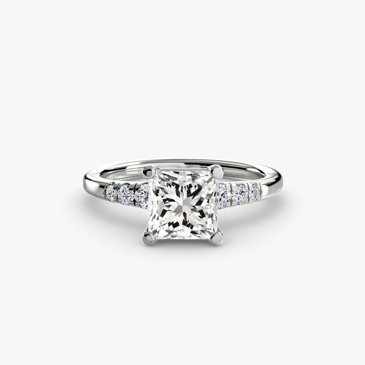 Diamond Solitaire with Shoulder Accents