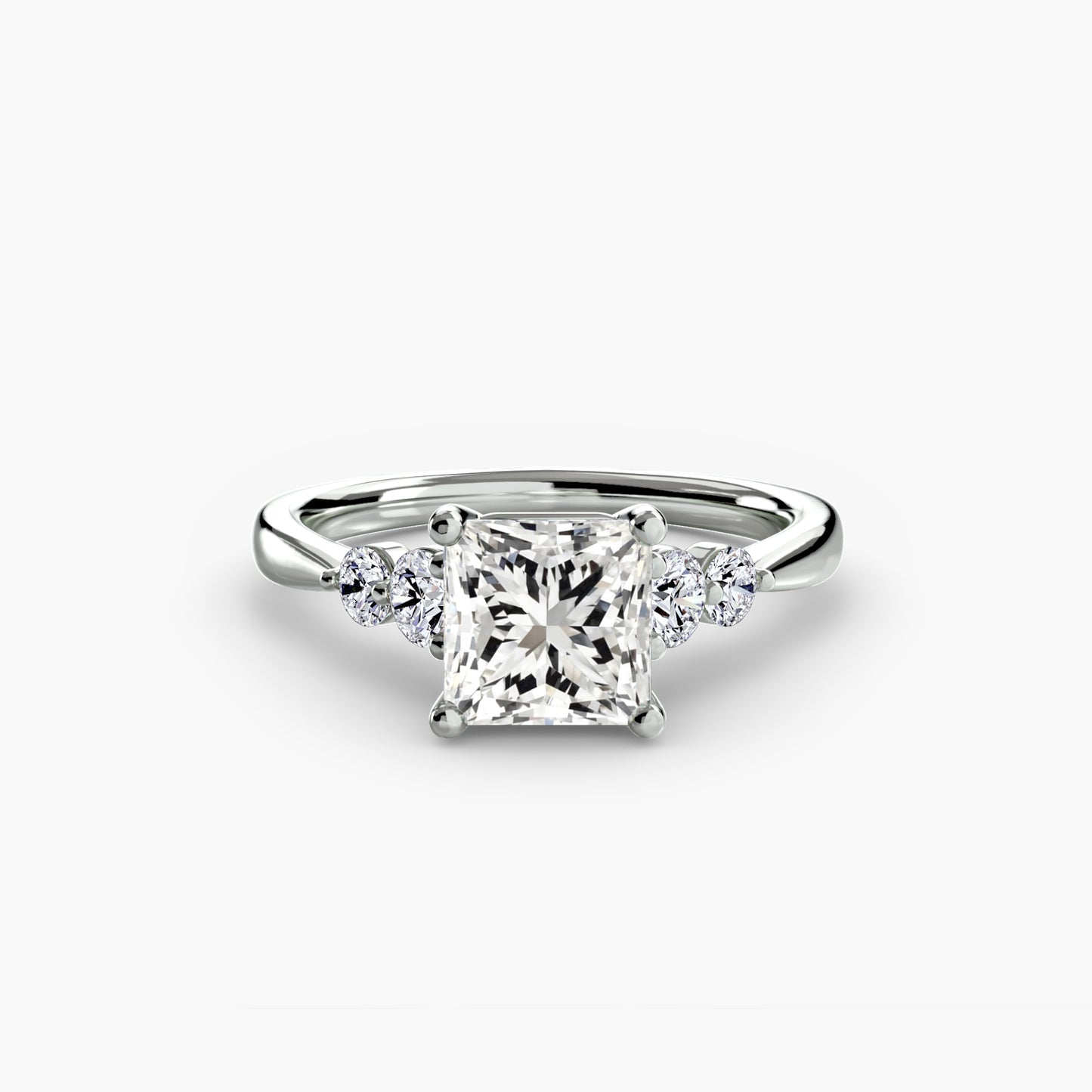 Diamond Solitaire ring with Shoulder Accents