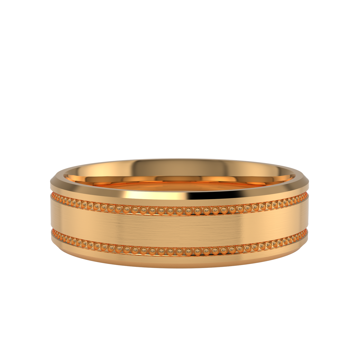 Mille Grains Flat bevel wedding band