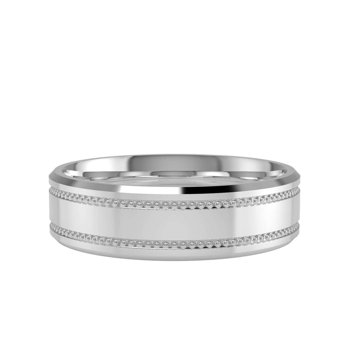 Mille Grains Flat bevel wedding band