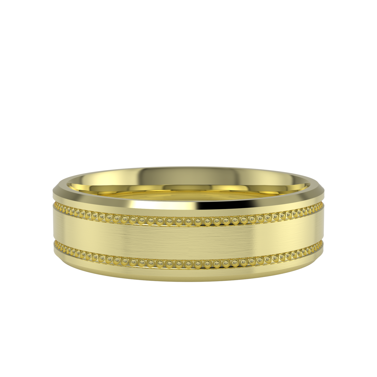 Mille Grains Flat bevel wedding band
