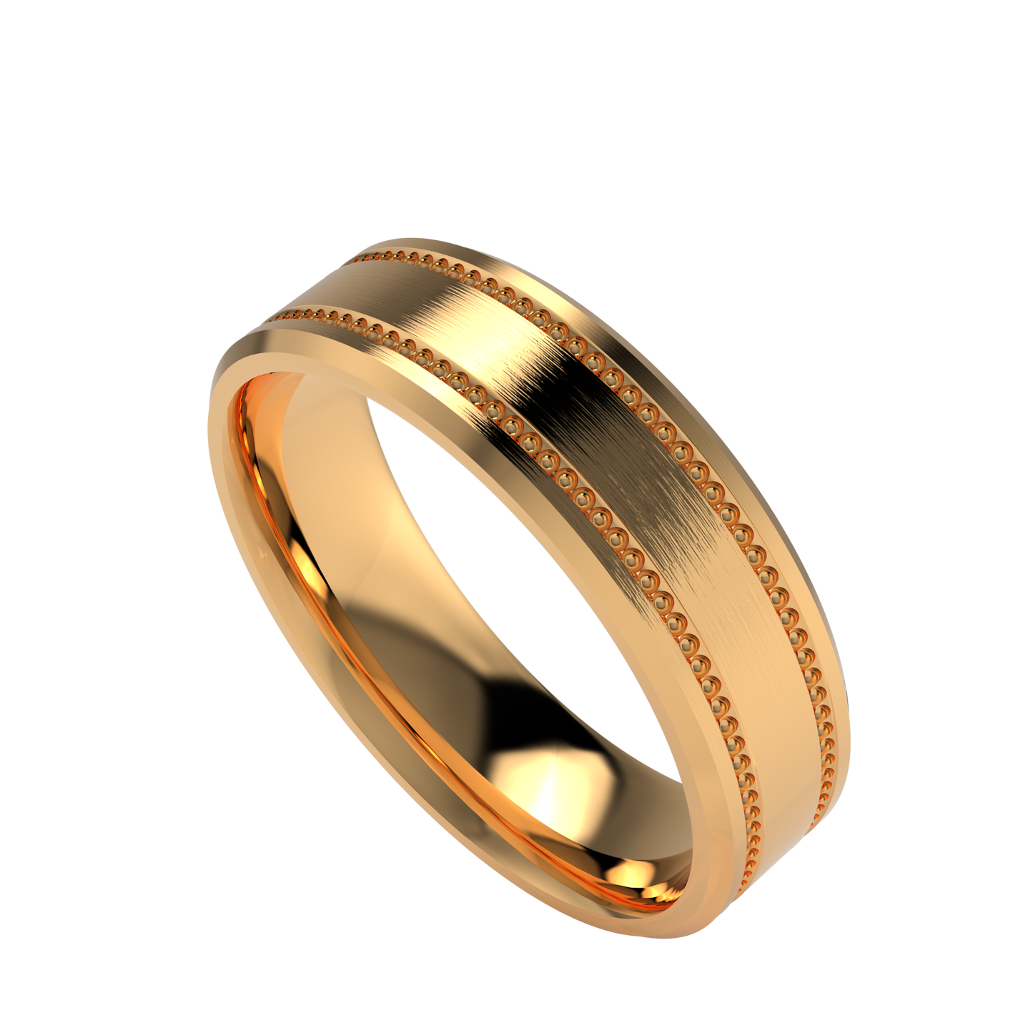 Mille Grains Flat bevel wedding band