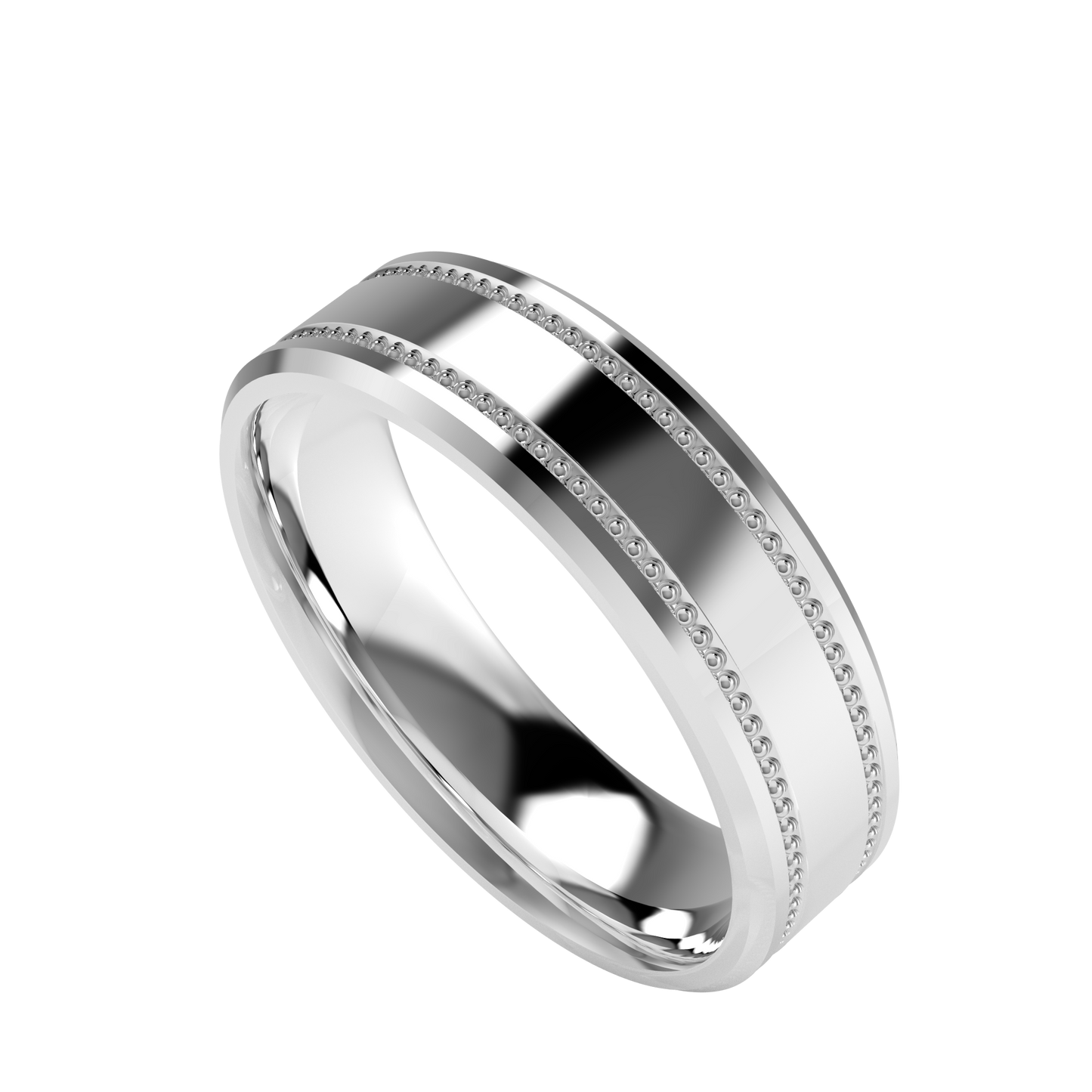 Mille Grains Flat bevel wedding band
