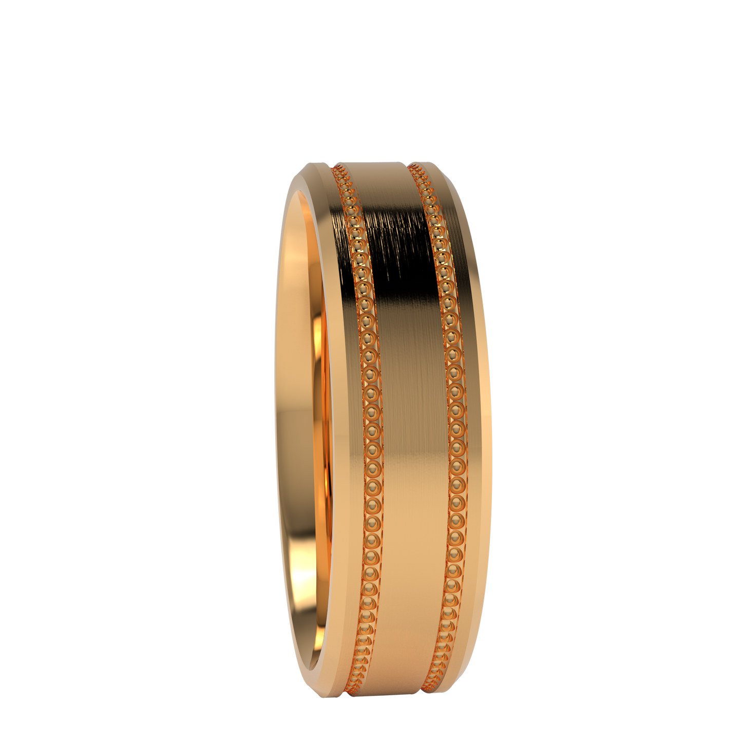 Mille Grains Flat bevel wedding band