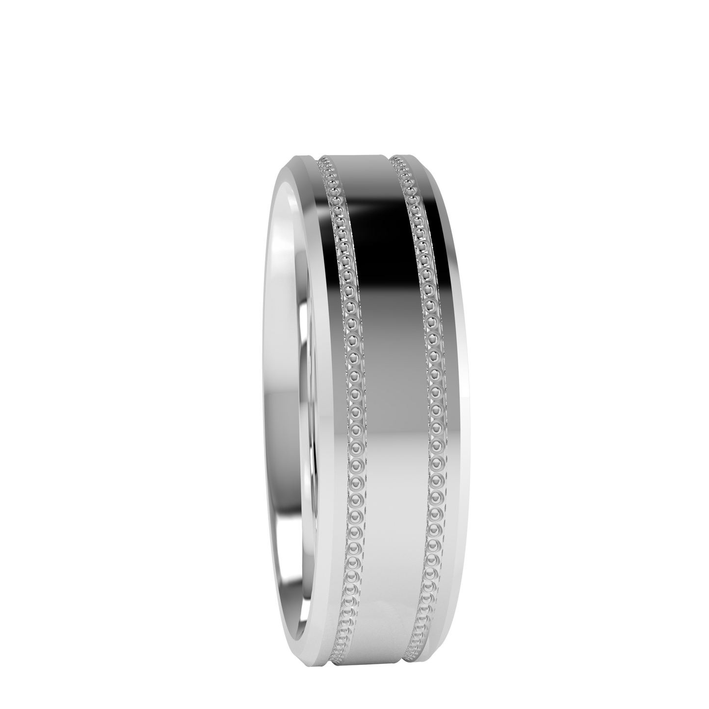 Mille Grains Flat bevel wedding band