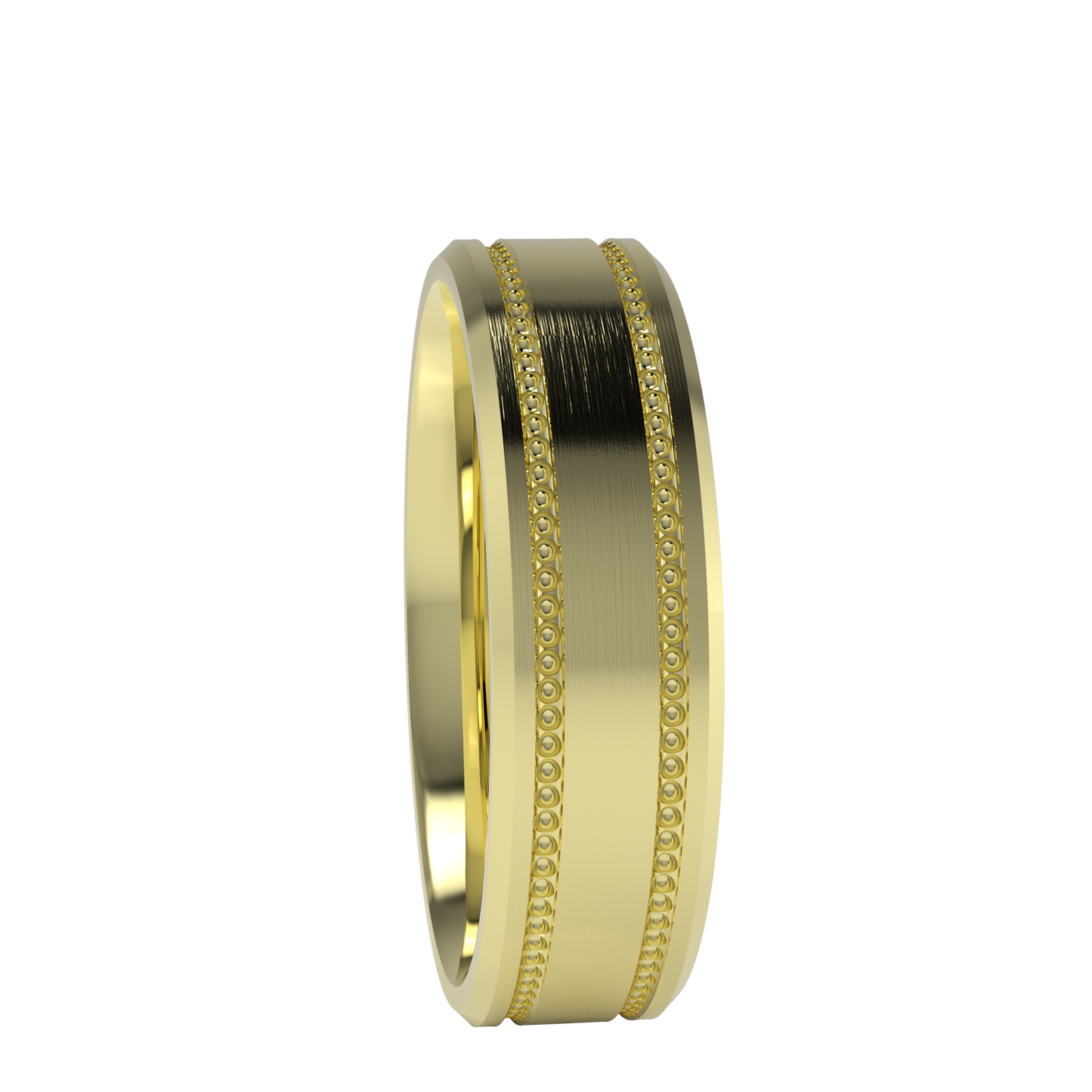 Mille Grains Flat bevel wedding band