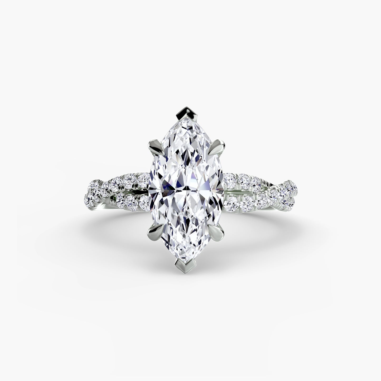 The Ever-Twined diamond ring with Twisted Pavé band