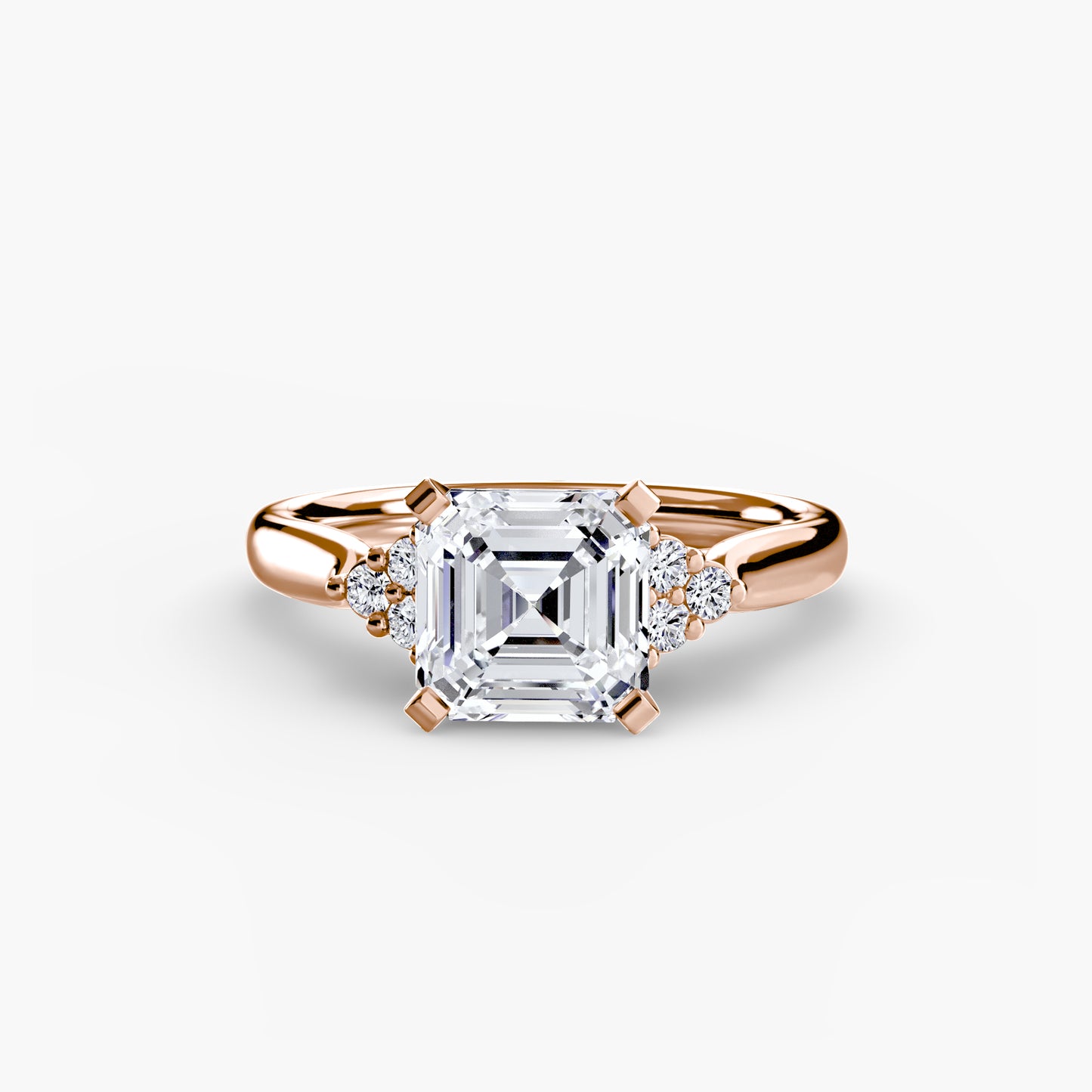 Solitaire with diamond Cluster Shoulders