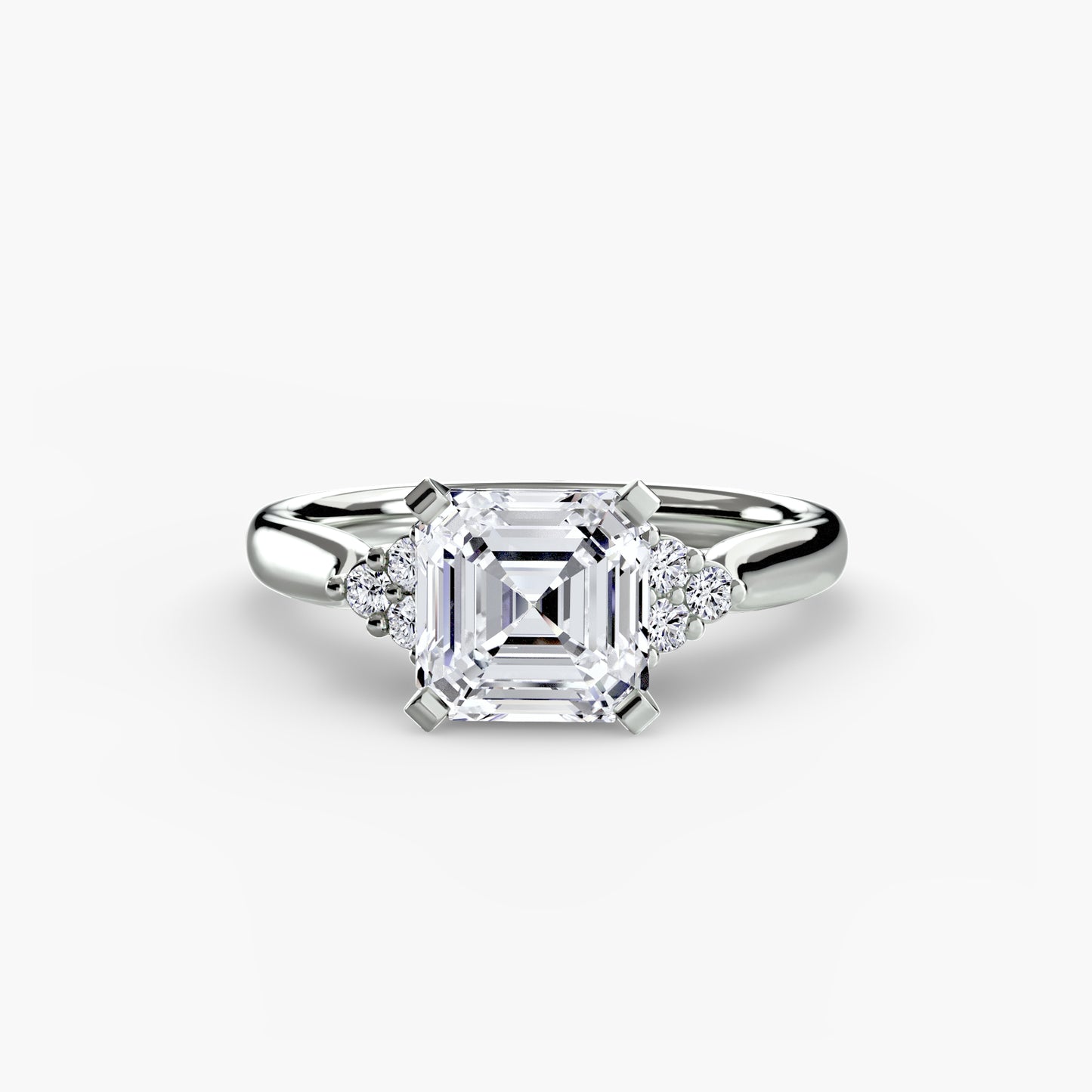 Solitaire with diamond Cluster Shoulders
