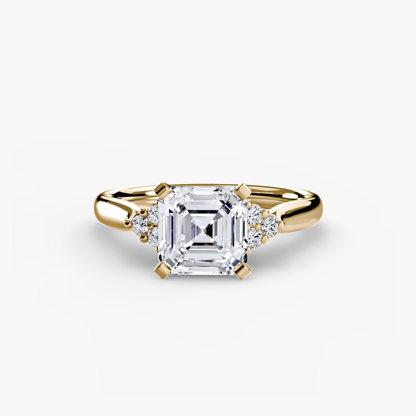 Solitaire with diamond Cluster Shoulders