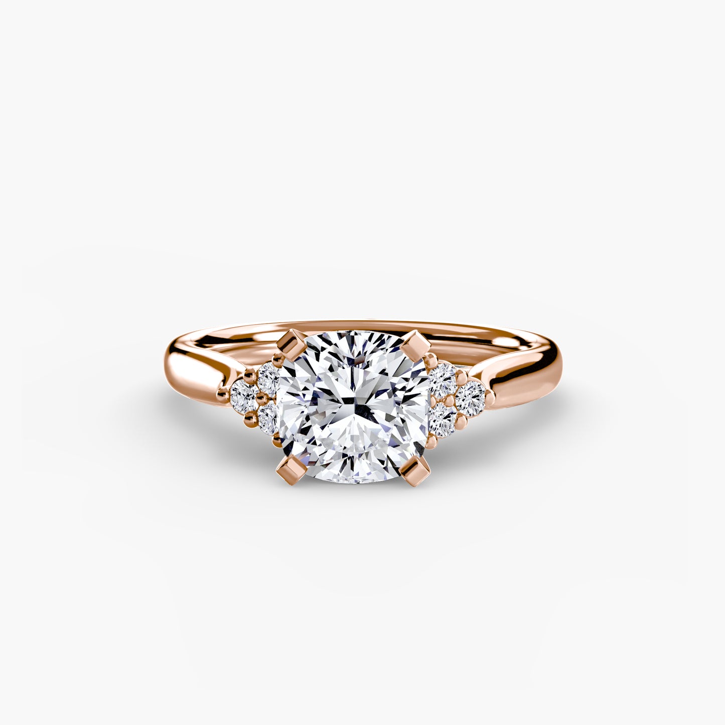 Solitaire with diamond Cluster Shoulders