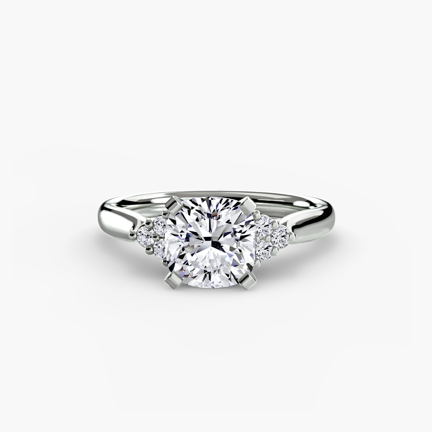 Solitaire with diamond Cluster Shoulders