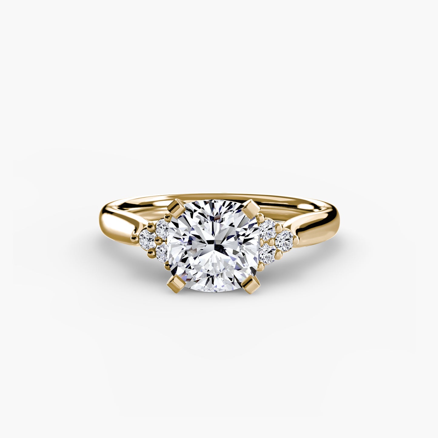 Solitaire with diamond Cluster Shoulders