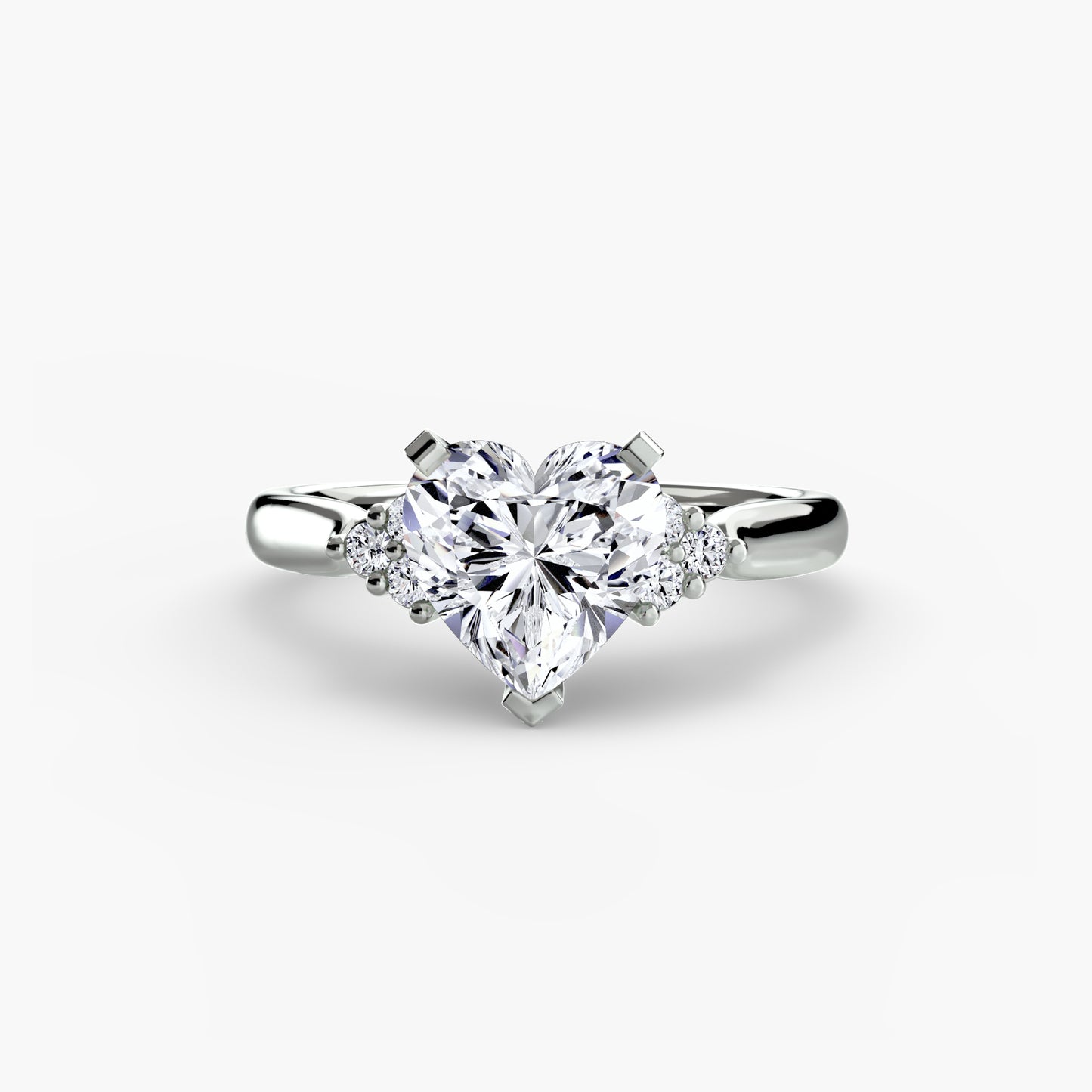 Solitaire with diamond Cluster Shoulders