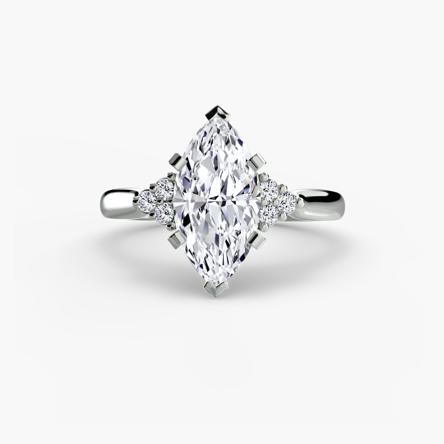 Solitaire with diamond Cluster Shoulders