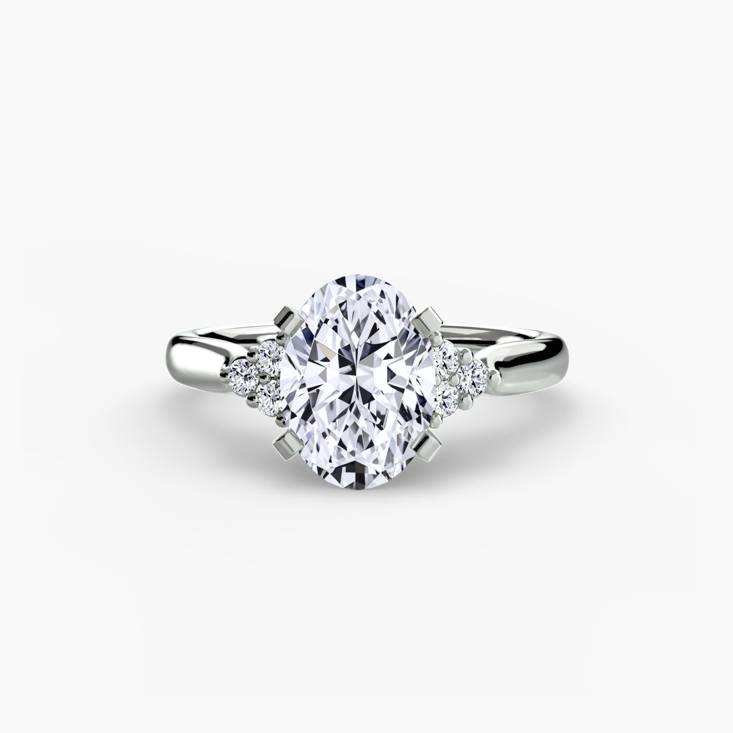 Solitaire with diamond Cluster Shoulders