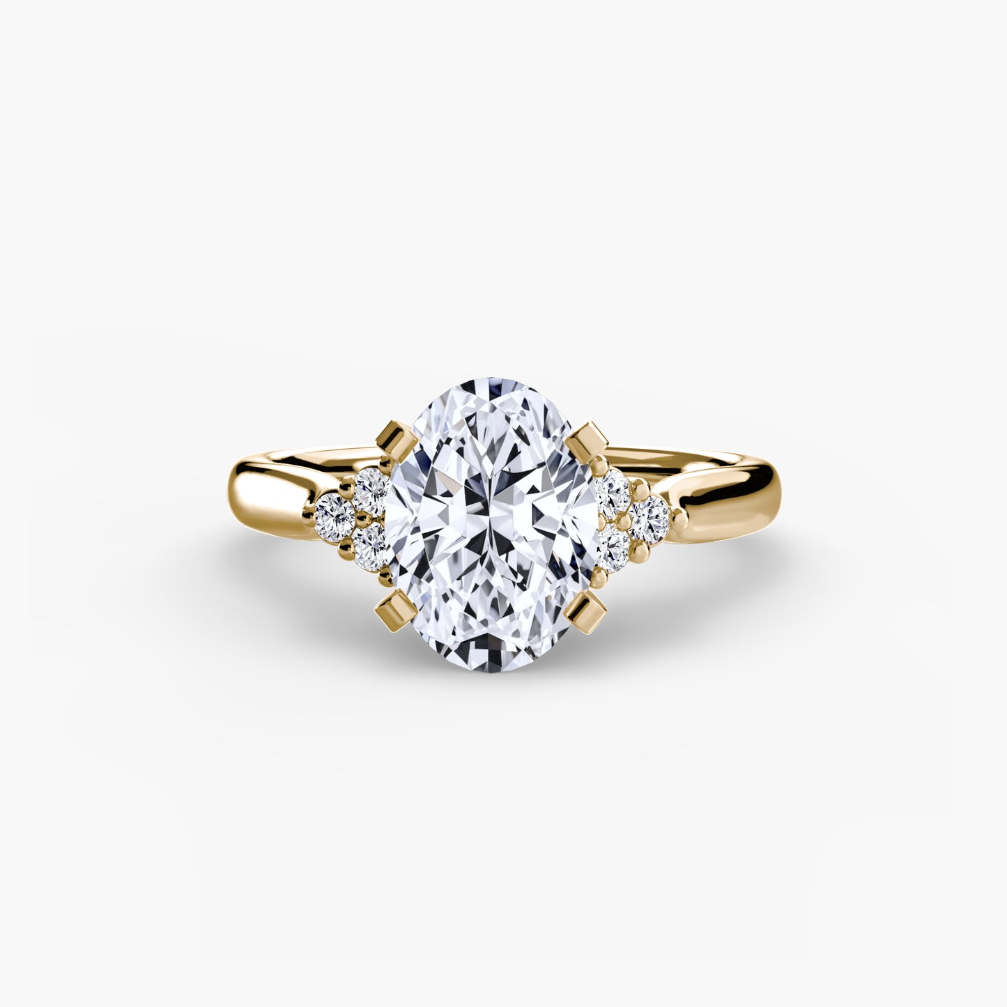 Solitaire with diamond Cluster Shoulders