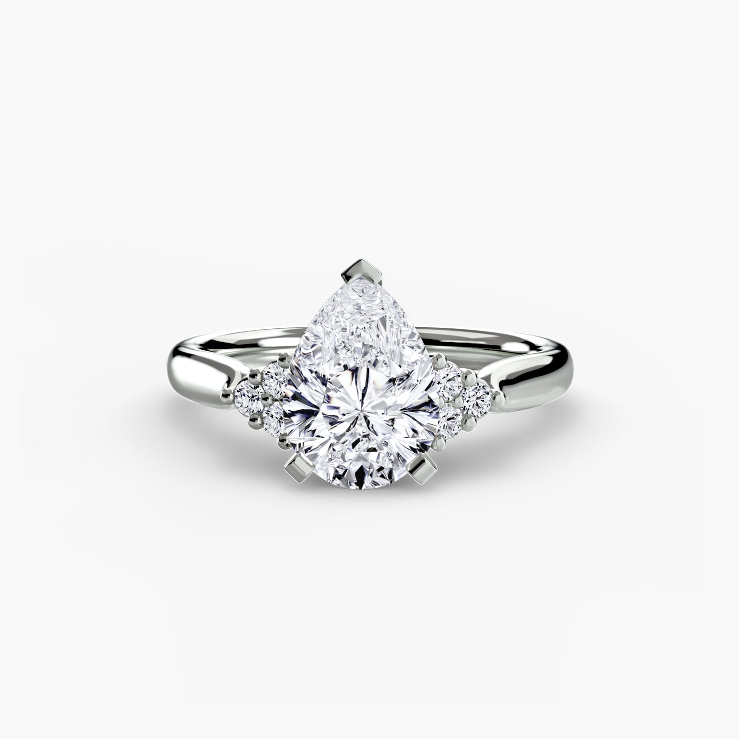 Solitaire with diamond Cluster Shoulders