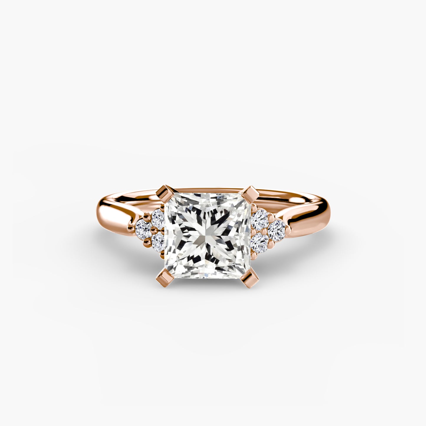 Solitaire with diamond Cluster Shoulders