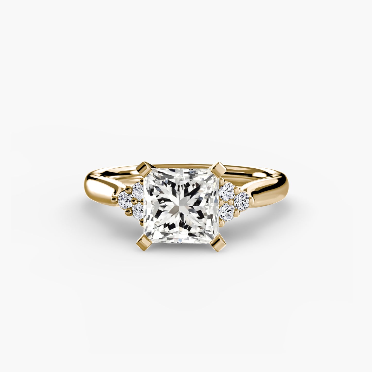 Solitaire with diamond Cluster Shoulders