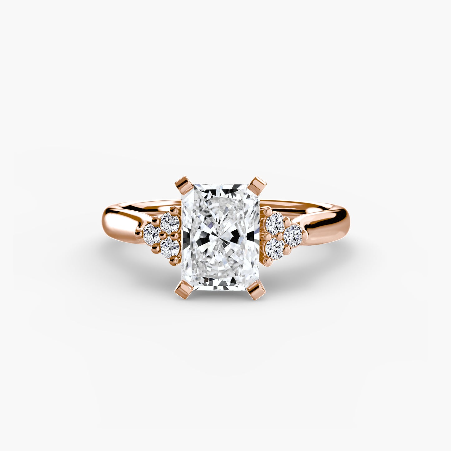 Solitaire with diamond Cluster Shoulders