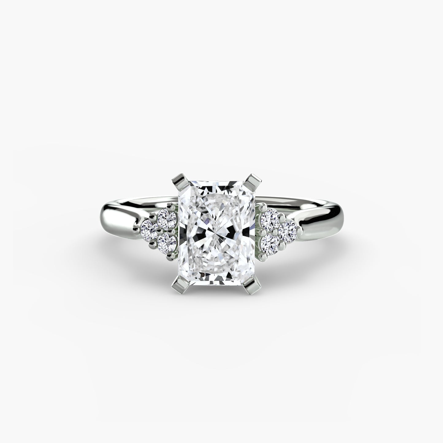 Solitaire with diamond Cluster Shoulders