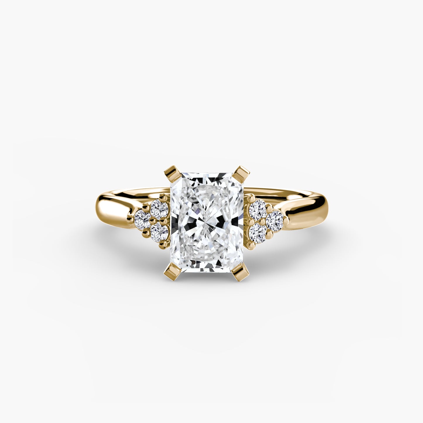 Solitaire with diamond Cluster Shoulders