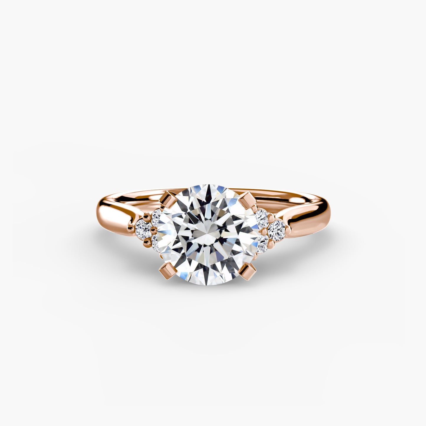 Solitaire with diamond Cluster Shoulders