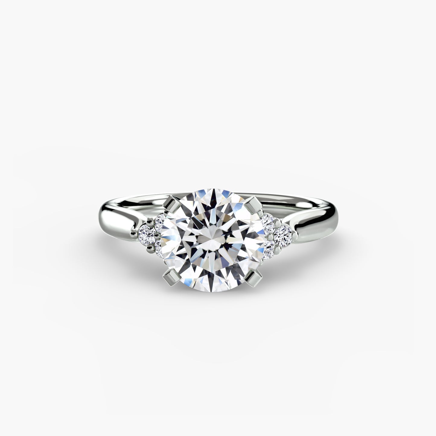 Solitaire with diamond Cluster Shoulders