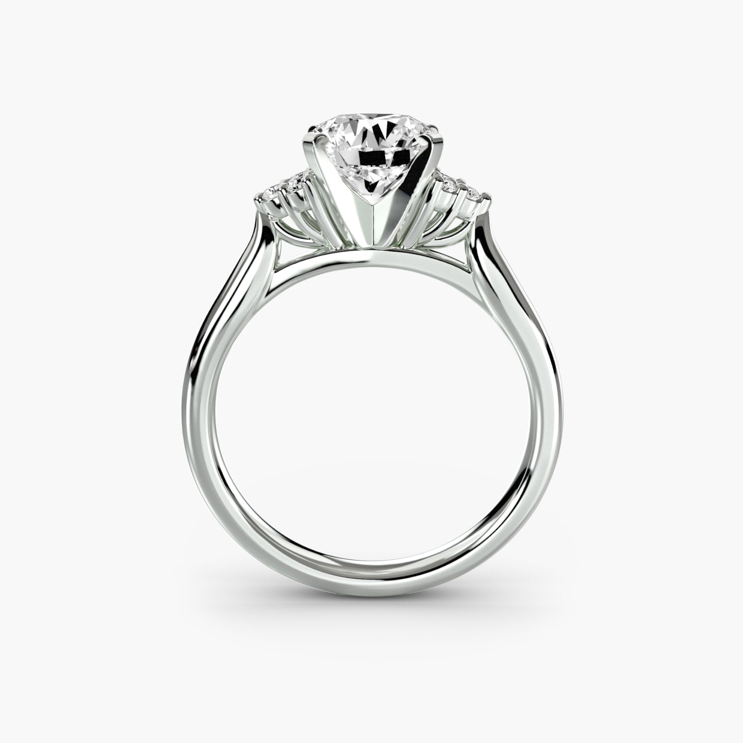 Solitaire with diamond Cluster Shoulders