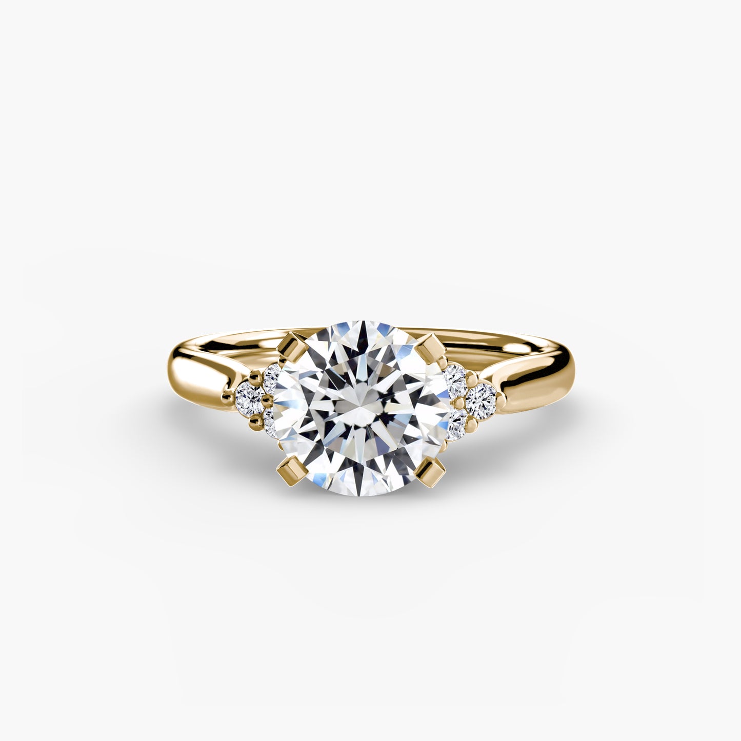 Solitaire with diamond Cluster Shoulders