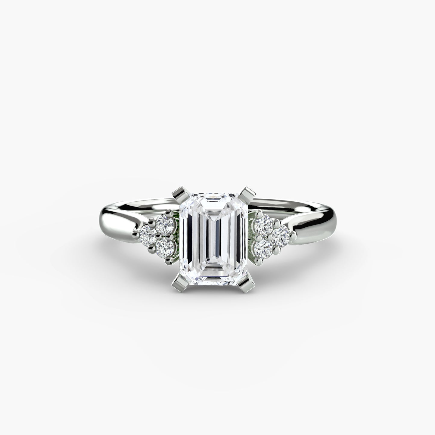 Solitaire with diamond Cluster Shoulders