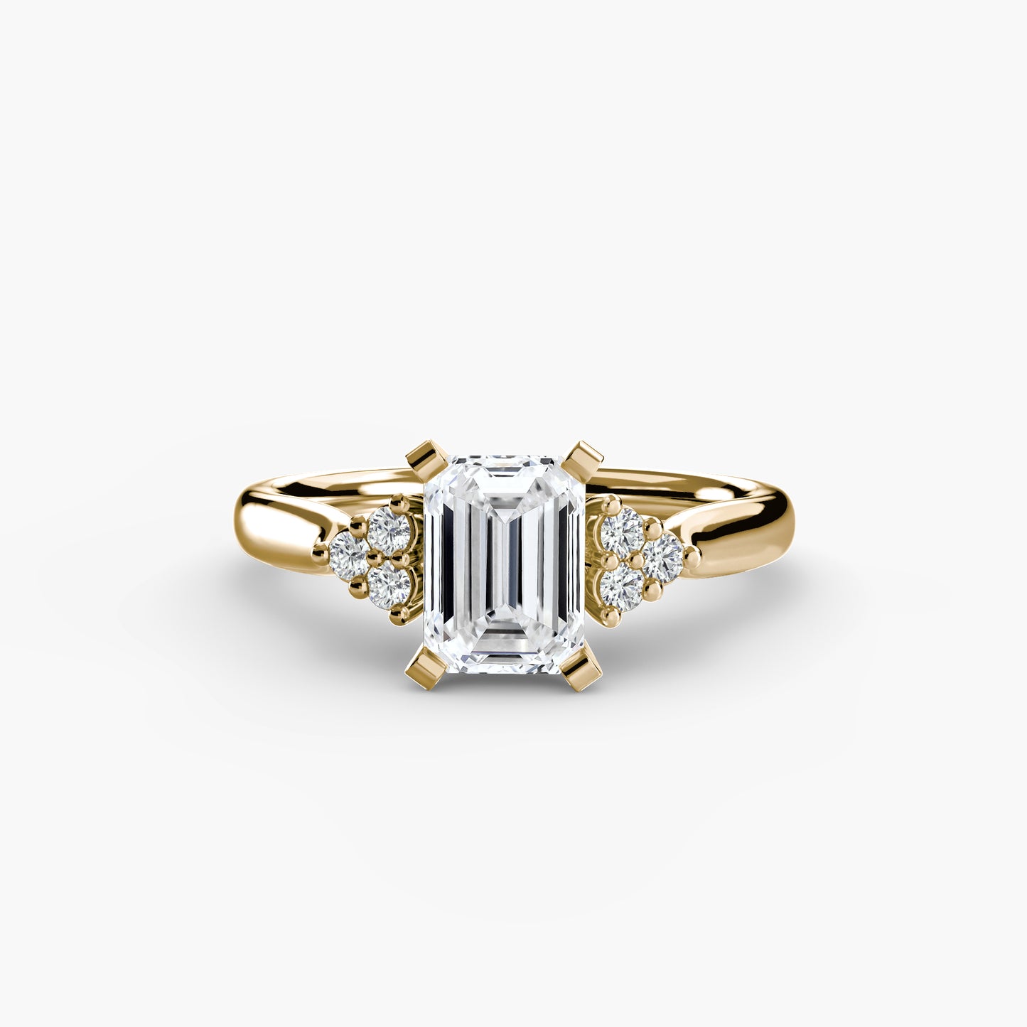 Solitaire with diamond Cluster Shoulders