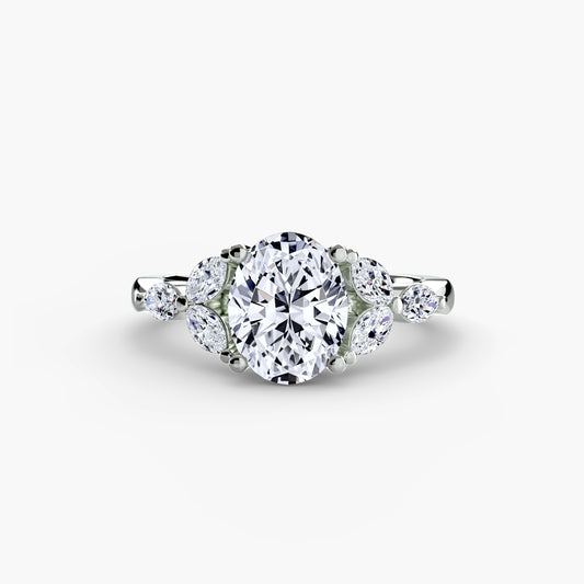 Magnolia blossom diamond Cluster Ring