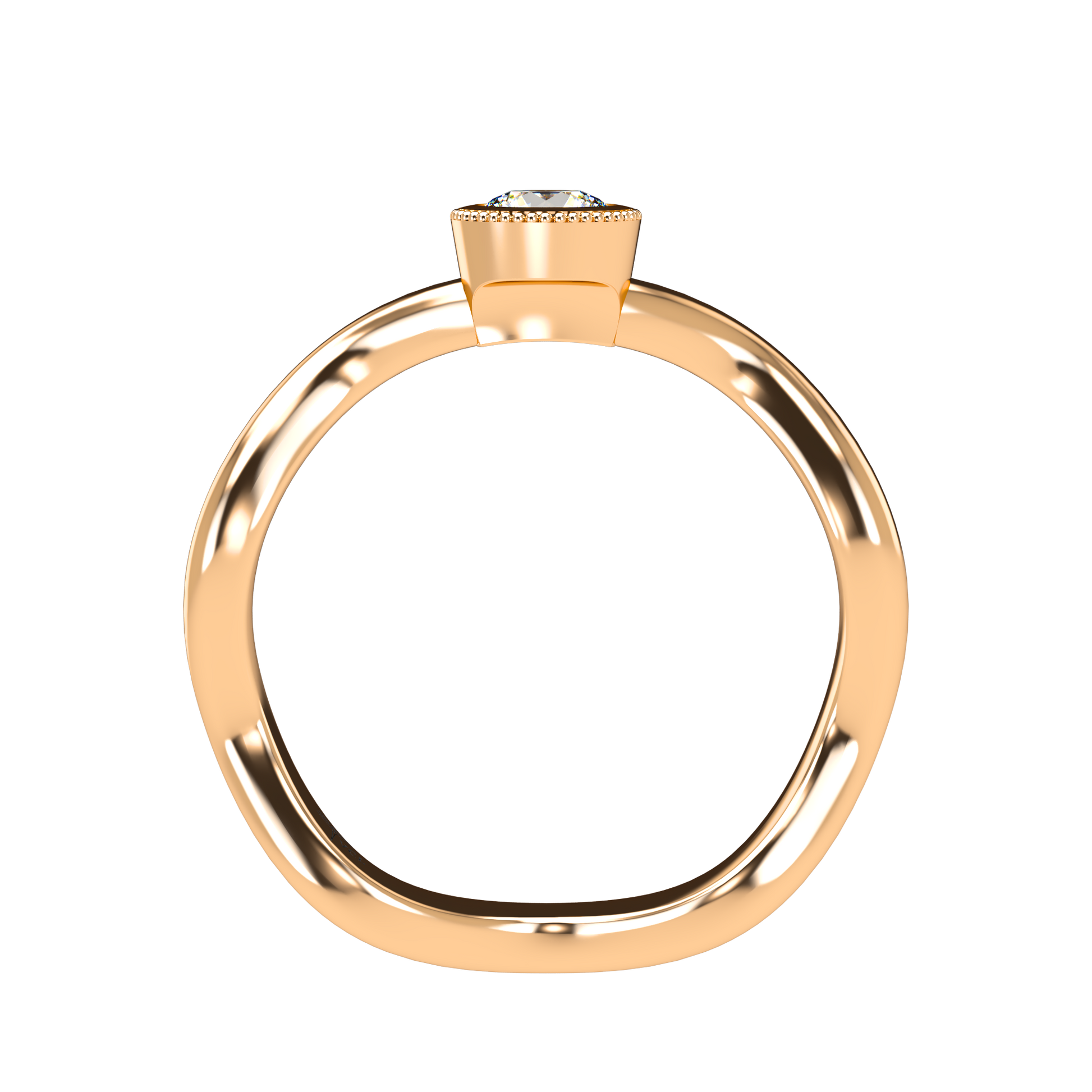 Customizable Diamond Bezel/Prong Wave stacking Ring - ™ Joaillerie VCL