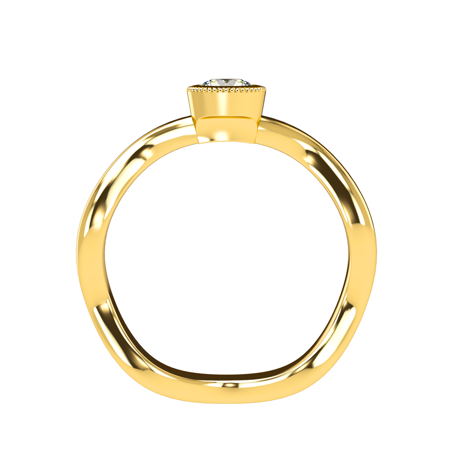 Customizable Diamond Bezel/Prong Wave stacking Ring - ™ Joaillerie VCL