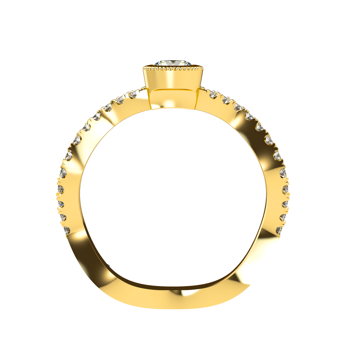 Customizable Diamond Bezel/Prong Wave stacking Ring - ™ Joaillerie VCL