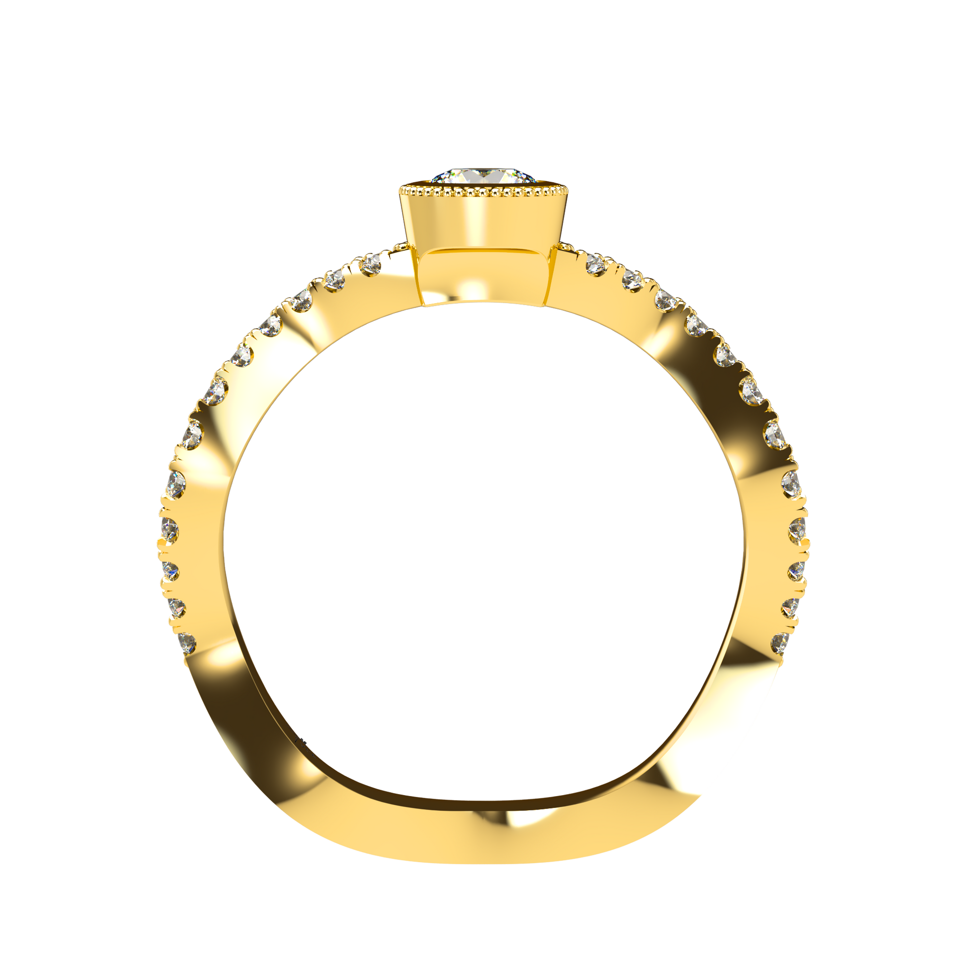 Customizable Diamond Bezel/Prong Wave stacking Ring - ™ Joaillerie VCL