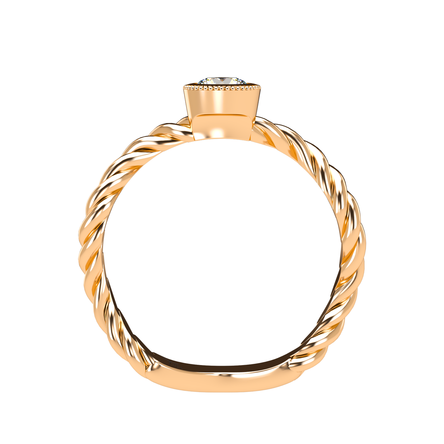 Customizable Diamond Bezel/Prong Wave stacking Ring - ™ Joaillerie VCL