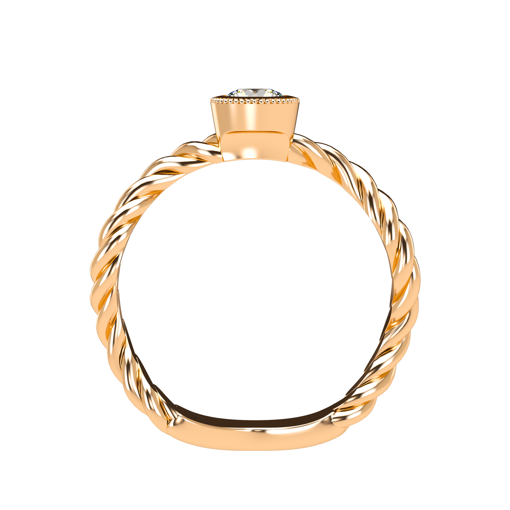 Customizable Diamond Bezel/Prong Wave stacking Ring - ™ Joaillerie VCL