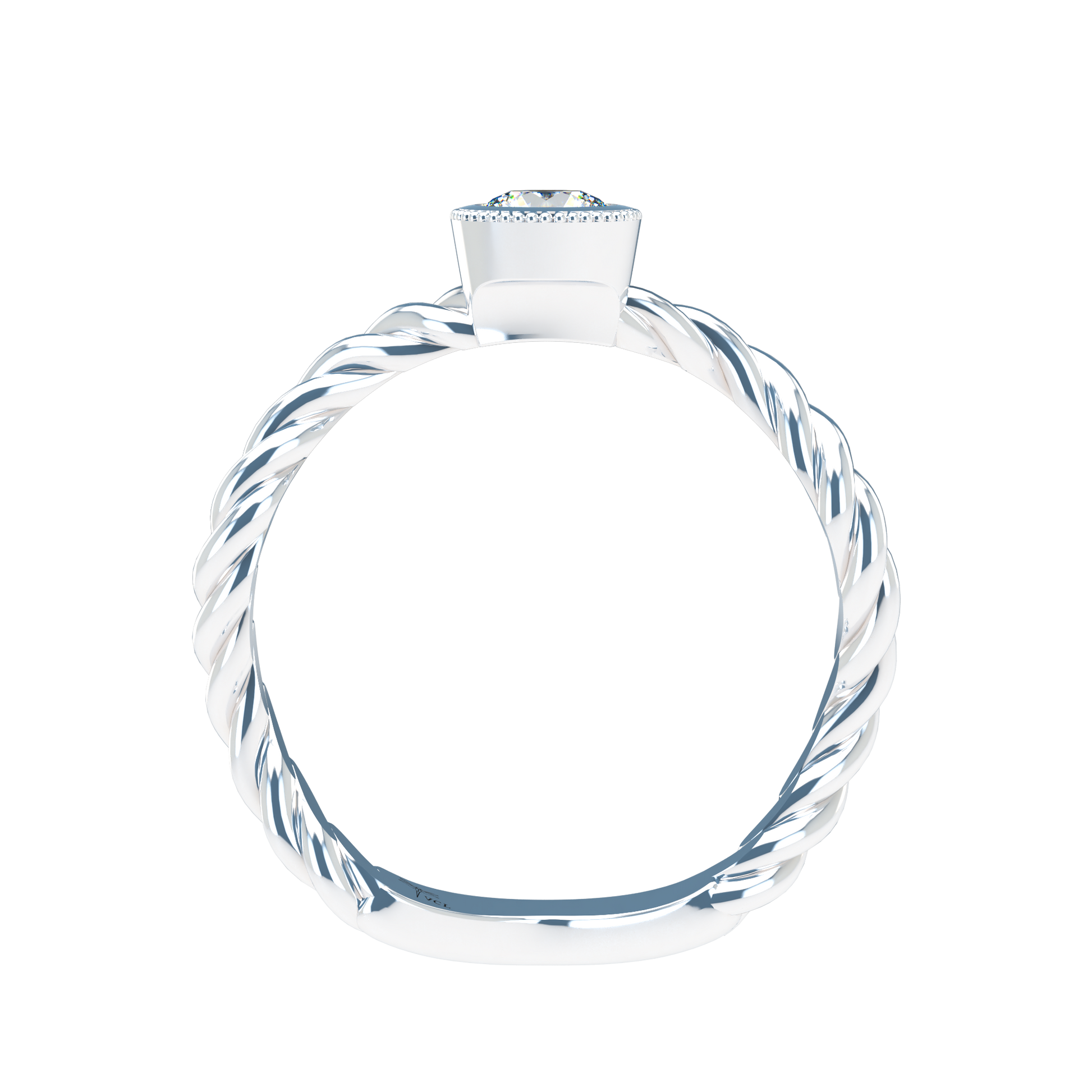 Customizable Diamond Bezel/Prong Wave stacking Ring - ™ Joaillerie VCL