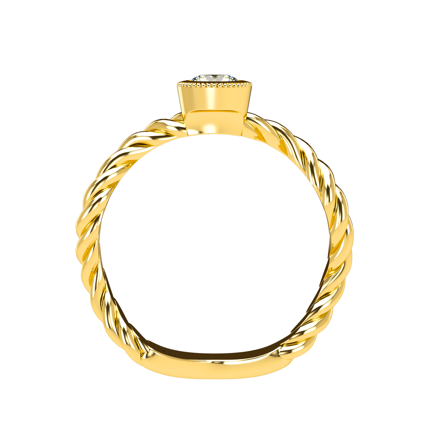 Customizable Diamond Bezel/Prong Wave stacking Ring - ™ Joaillerie VCL