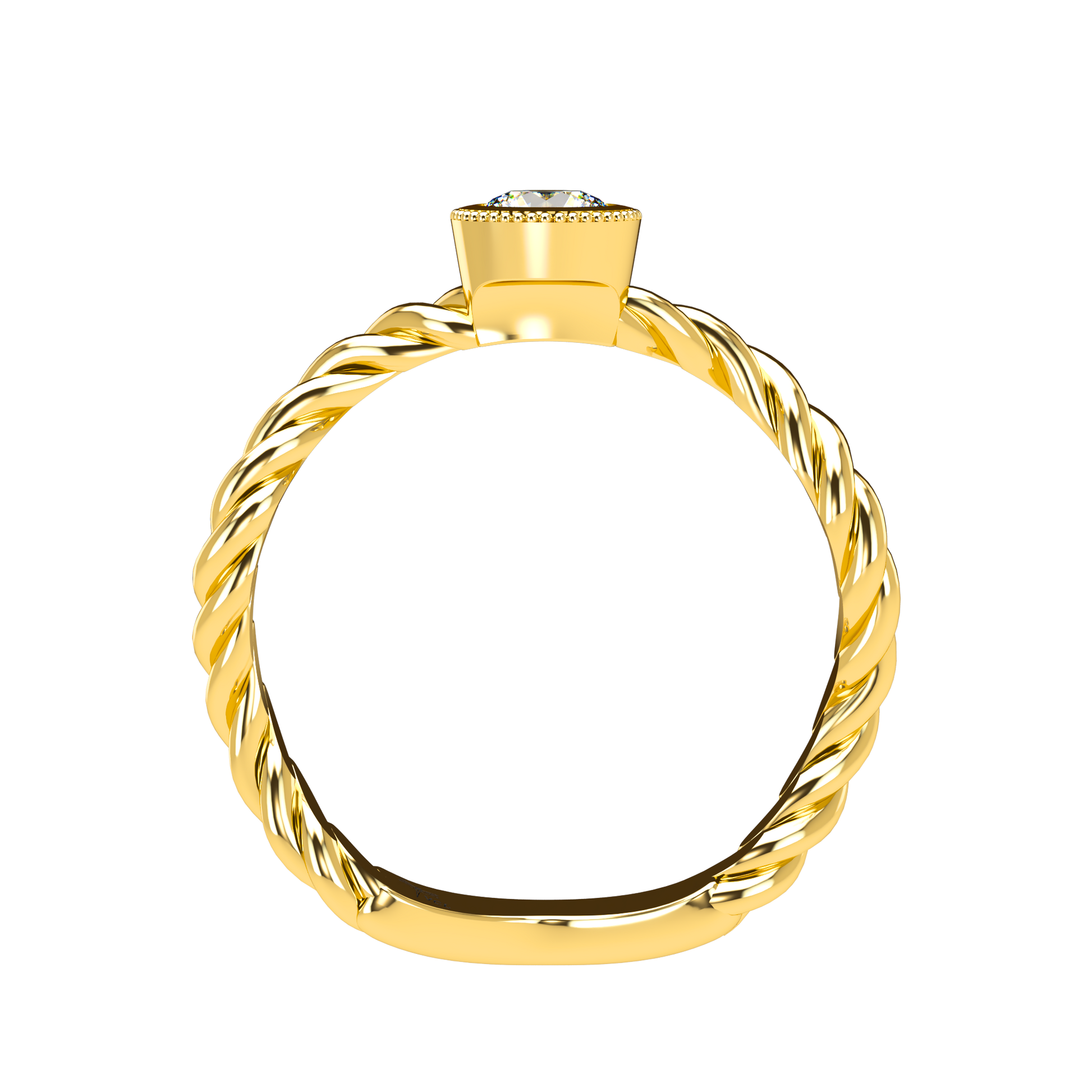 Customizable Diamond Bezel/Prong Wave stacking Ring - ™ Joaillerie VCL