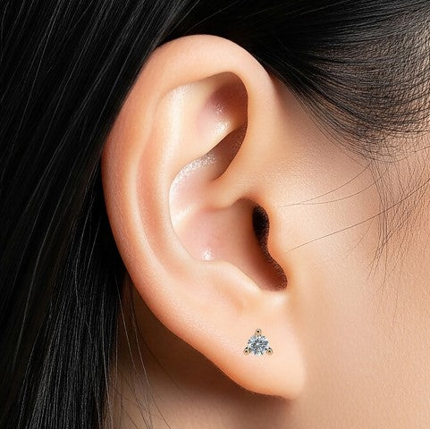 Small Martini 3 Prongs Diamond Studs earrings 0.15ct to 0.50ct