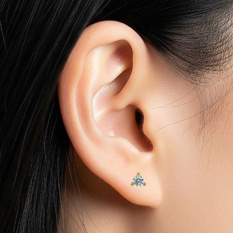 Small Martini 3 Prongs Diamond Studs earrings 0.15ct to 0.50ct