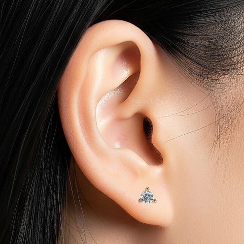 Small Martini 3 Prongs Diamond Studs earrings 0.15ct to 0.50ct
