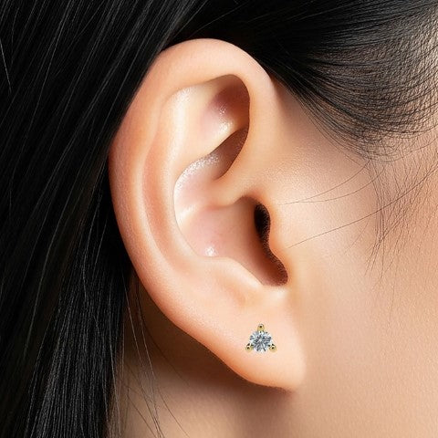 Small Martini 3 Prongs Diamond Studs earrings 0.15ct to 0.50ct